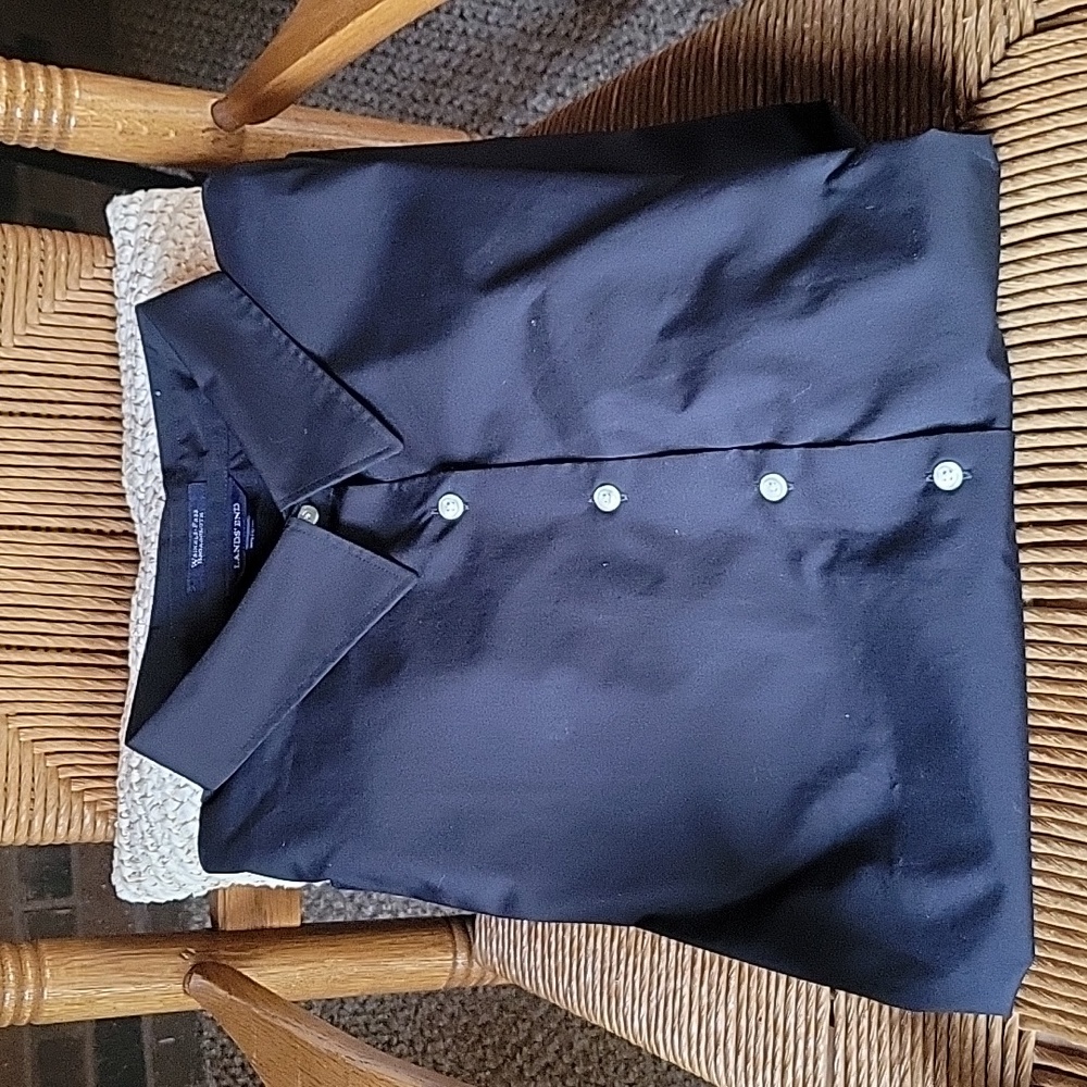 Lands' End wrinkle free broadcast, botton down, black blouse, size 28W